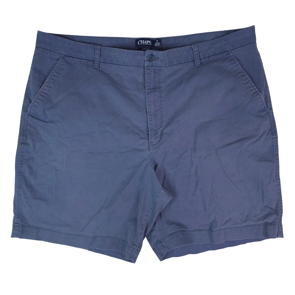 Chaps Stretch Chino Shorts Mens 46x9 Blue Casual Classic Fit Cotton Blend